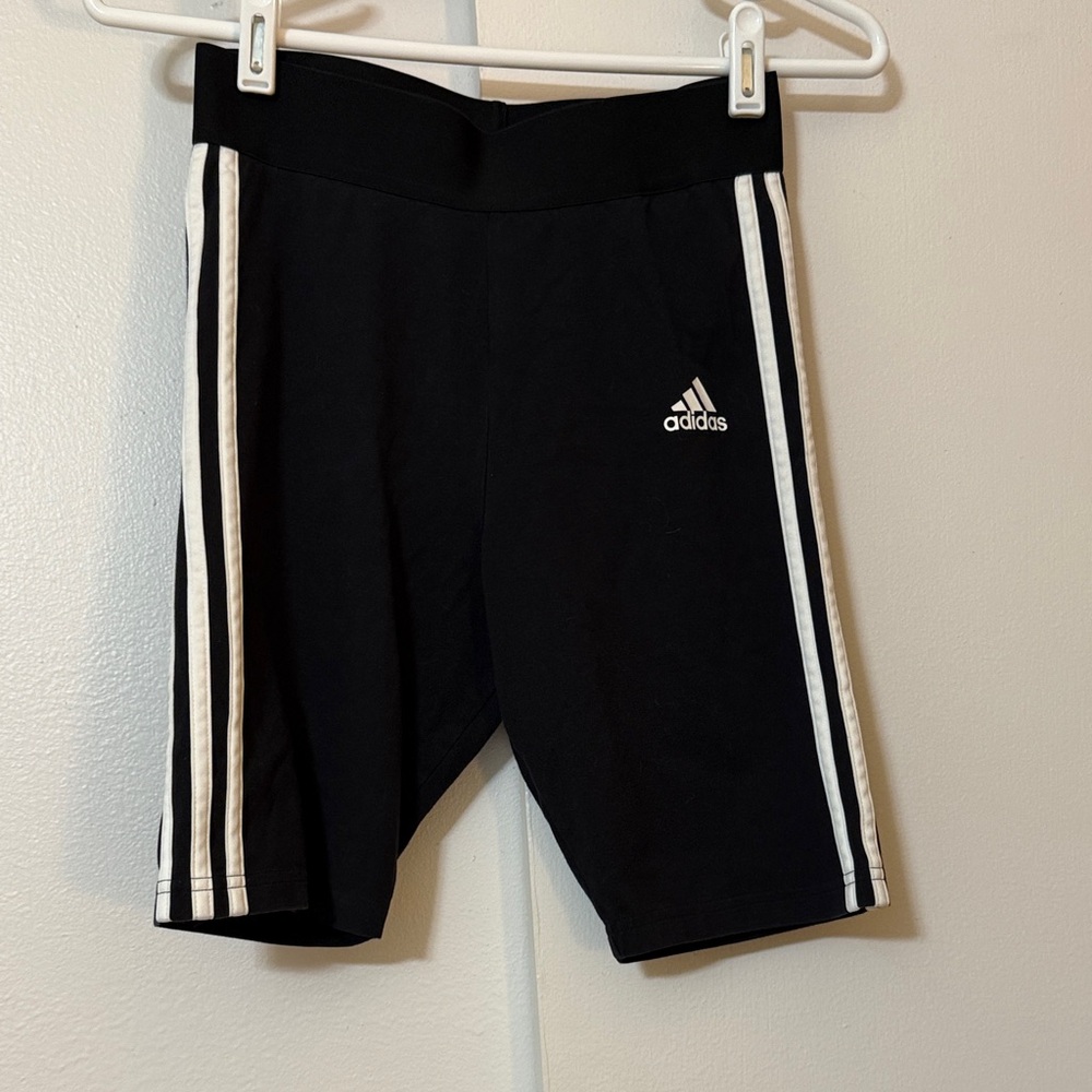 Adidas Kids Black Shorts with White Stripes
